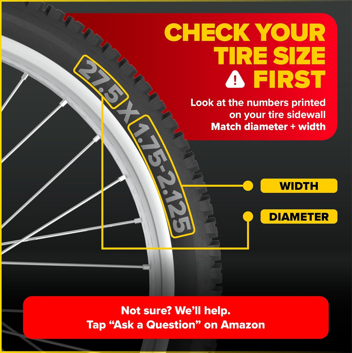 Ultraverse Bike Inner Tubes - Durable Butyl Rubber 27.5 x 1.75, 1.95, 2.10, 2.125 | Set of 2 for Mountain, Cruiser, City & E-Bikes