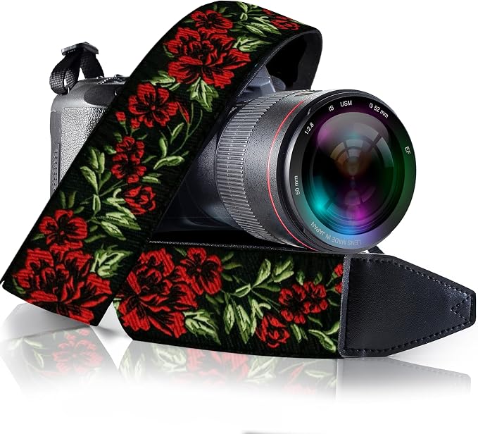 Art Tribute Camera Strap, Vintage Embroidered Neck Shoulder & Crossbody Camera
