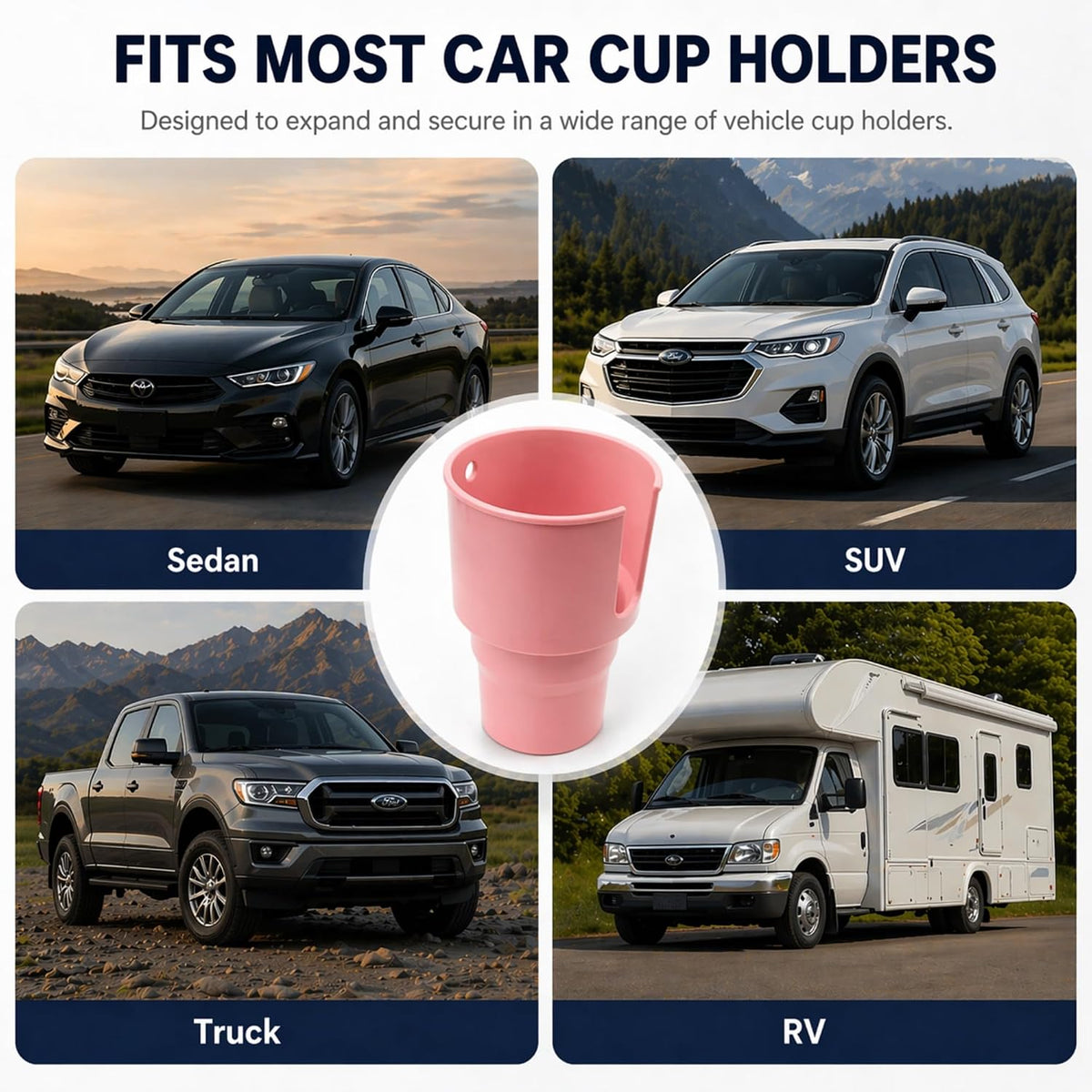 Car Cup Holder Expander for 32-40oz Large Bottles & Tumblers