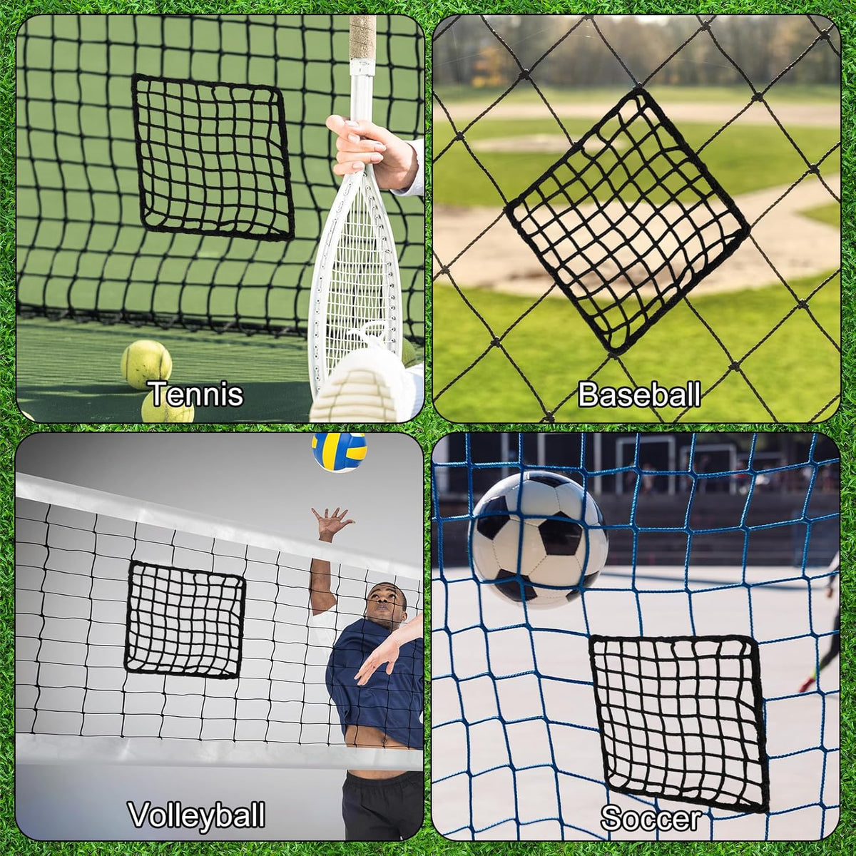 Penitue Universal Sports Net Repair Kit - 6 Pack with 100 Nylon Zip Ties & 20x20cm Hole Patches (Black)