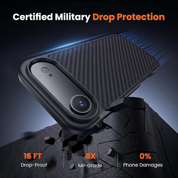 toushion 3 in 1 for iPhone Air Case Carbon Fiber Black&Grey, Fits MagSafe