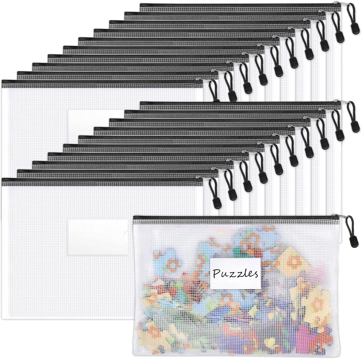 Sooez 20 Pack Mesh Zipper Pouch Bags, A4 Letter Size, Classroom Zipper Bags