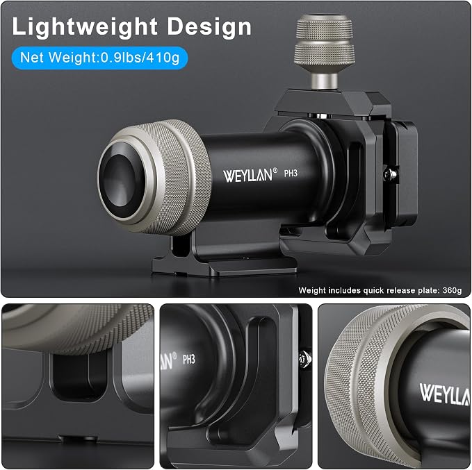 WEYLLAN PH3 MonoGimbal Head for Tripod Monopod, CNC All Metal Side Saddle
