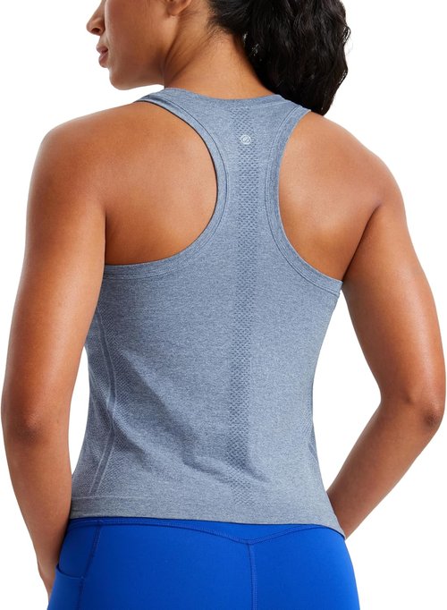 CRZ YOGA Seamless Workout Tank Tops for Women - Breathable Athletic Sleeveless Gym Shirts