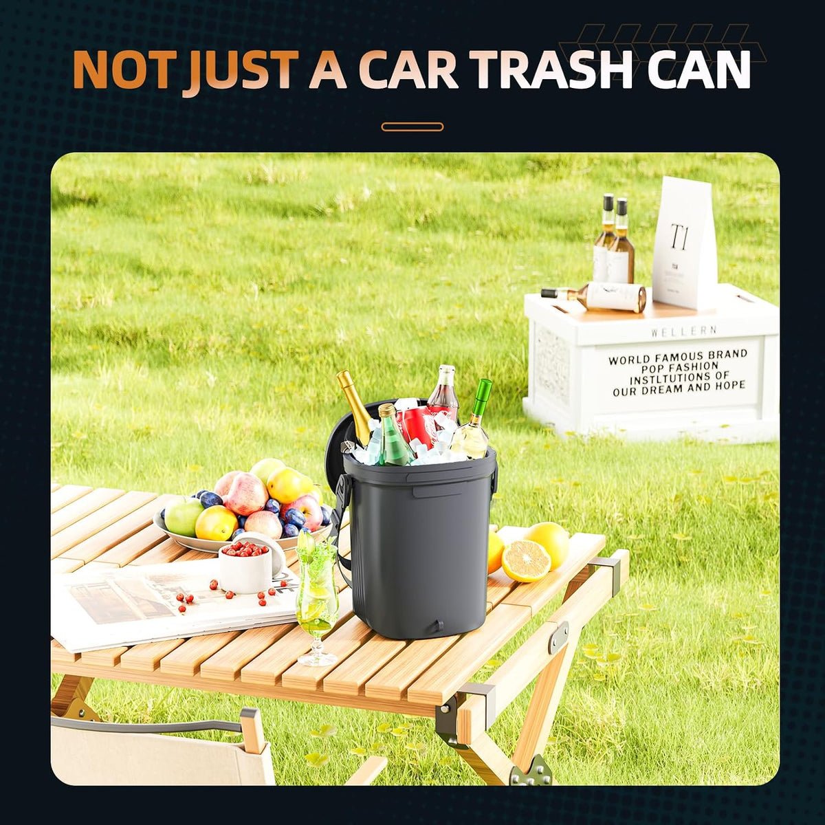 2 Gallon Silicon Car Trash Can with Lid - 100% Leak-Proof Trash Bin, Waterproof Garbage Can, Gifts for Men and Women