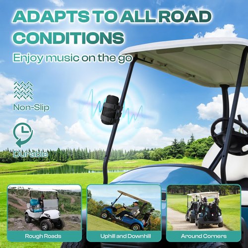 DRIVE UP Adjustable Speaker Mount for Golf Cart, Strap Holder for Bluetooth Wireless Speaker Fits for Yamaha, Club Car, EZGO Golf Carts and Electric Bike
