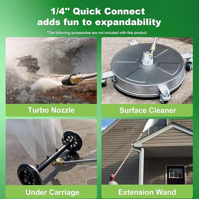 Pressure Washer 5000PSI 4.0GPM Power Washers with M22-14mm Pressure Hose 33FT, Power Sprayers High Pressure with 1/4" QC Compatible Surface Cleaner for Home Cars Driveways, LGreen