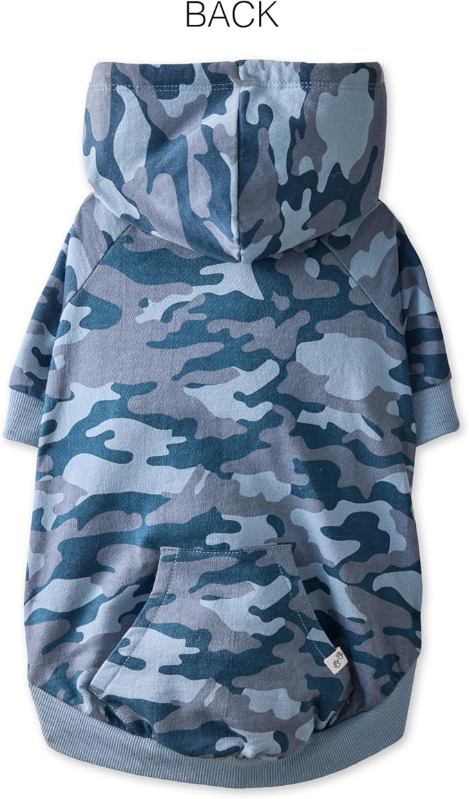 Rocky – The Orginal Lightweight Hooded TEE 100% Organic Cotton Dog Hoodie Pet Coat Sweater for Small, Medium, Large Dogs, Navy Camo, Large