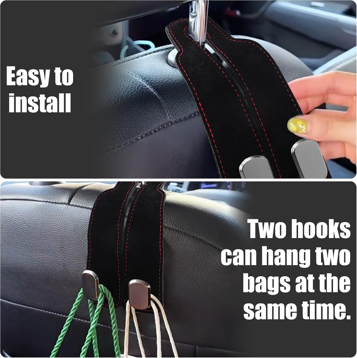 DF DUALFERV Car Purse Hook for Headrest, 5 Pack Suede