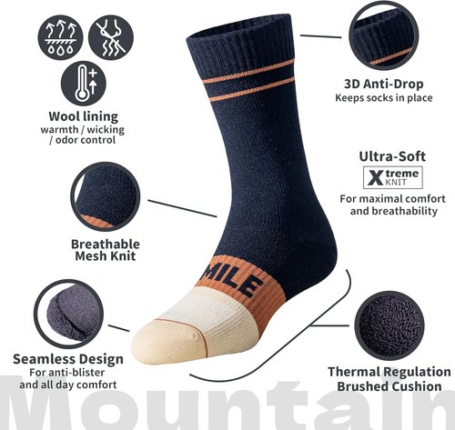 DRYMILE Waterproof Wool Hiking Socks - Breathable, Cushioned for Skiing & Winter Activities | Crew Size