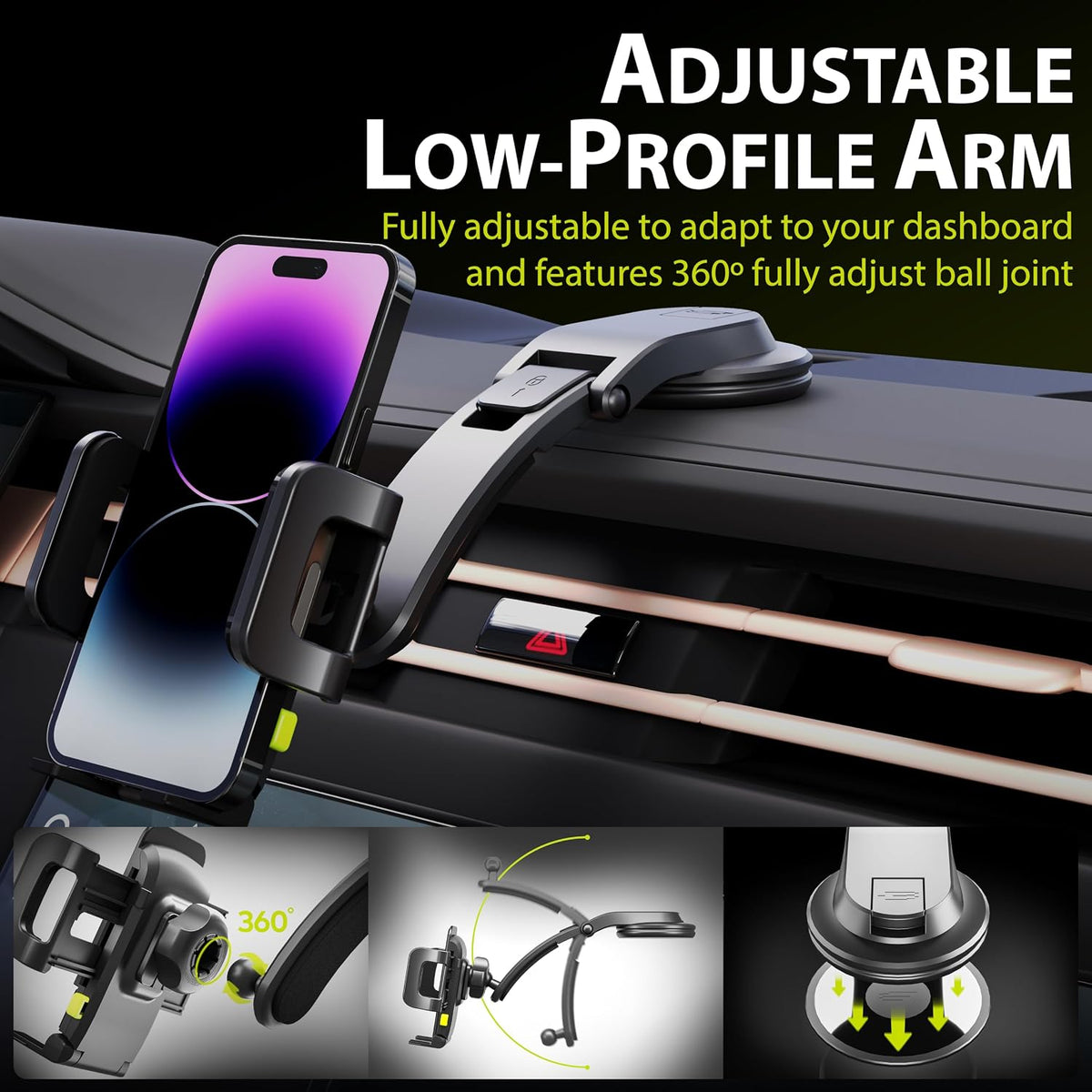 Bracketron TripGrip Low Profile Car Phone Mount Dashboard Suction Holder