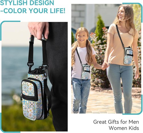 Icolor Water Bottle Carrier Bag - Insulated Neoprene Crossbody Holder with Phone Pocket | 25/32/40 oz