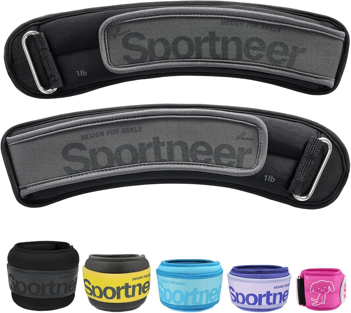 Sportneer Ankle Weights - Adjustable 0.5/1/2/3/5 LBS for Men, Women & Kids | Perfect for Fitness Workouts