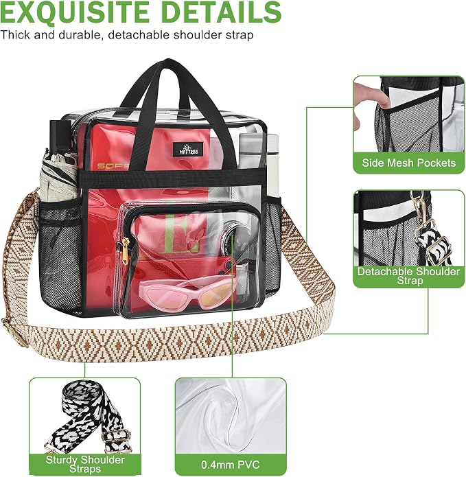 MAY TREE Clear Bag for Stadium Events, Transparent Bag for Concert Sports Gym