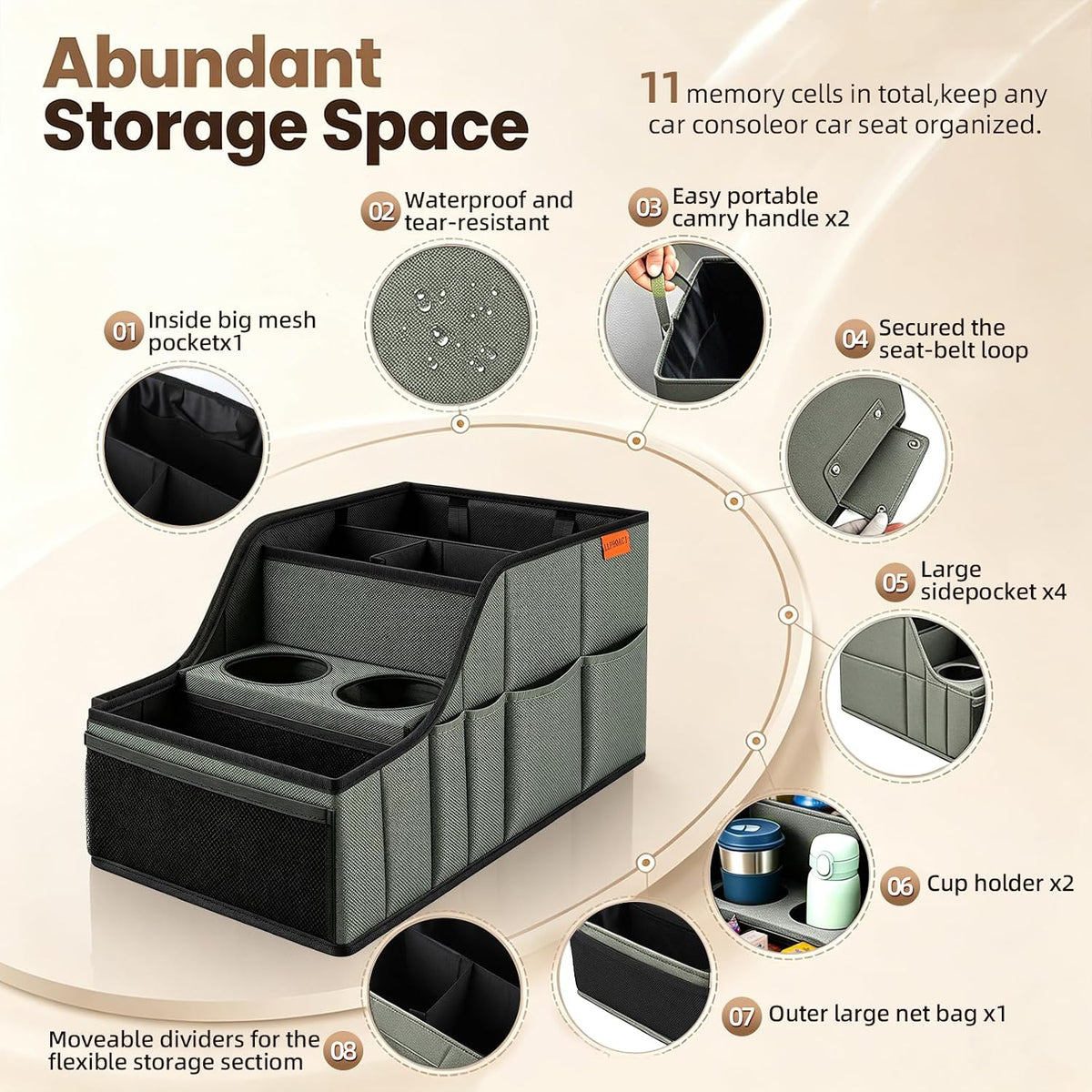 Car Seat Organizer Back Front Captains Seats Storage Travel
