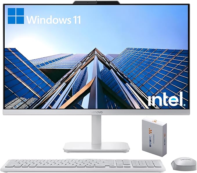 Lenovo 24" FHD All-in-One Desktop Computer for Home & Office, Intel Processor, 8GB RAM, 256GB PCIe SSD, HDMI, WiFi 6, Bluetooth 5.2, Business AIO, Vent-Hear, Wireless Keyboard & Mouse, Windows 11