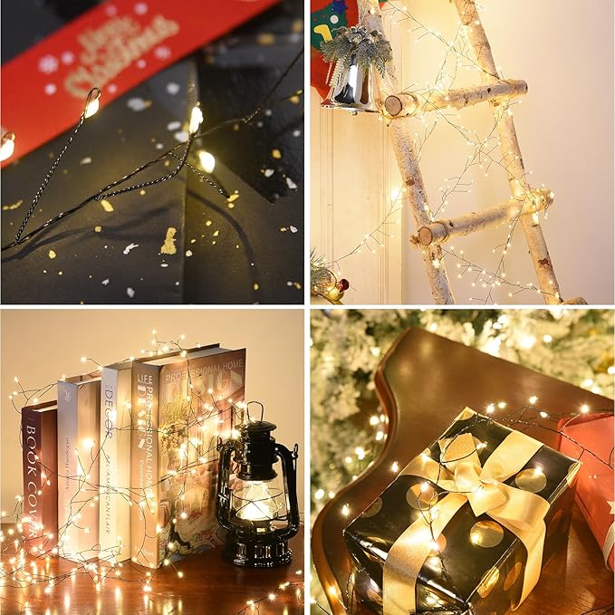 Dailyart Plug in 500 Led Fairy Lights with Remote 42Ft Fairy Lights with Timer Waterproof for Bedroom Wreath Party Window Wedding Decoration Warm White Black Wire