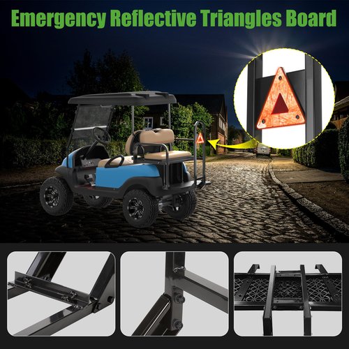 10L0L Golf Cart Rear Safety Grab Bar Universal Compatible with Yamaha Club Car EZGO Golf Cart with Reflective Triangle Board