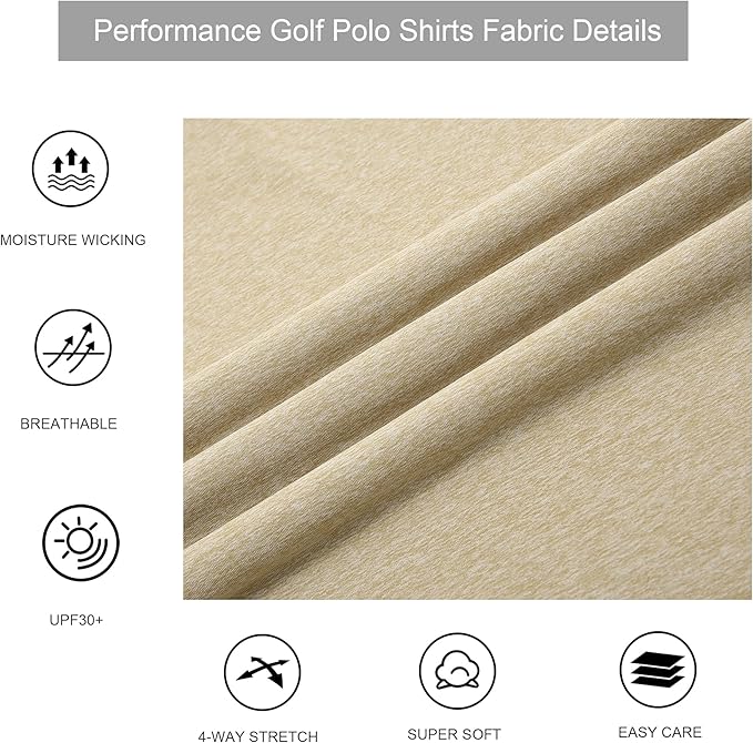 Alex Vando Mens Golf Shirt Moisture Wicking Quick-Dry Short Sleeve Casual Polo Shirts for Men