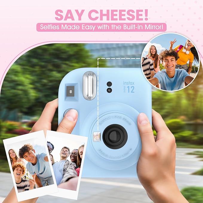 Fujifilm Instax Mini 12 Instant Camera Pastel Blue + Minimate Custom Designed