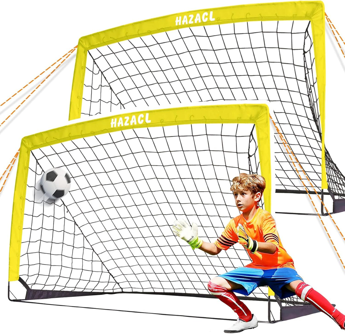 Skiennix Kid Soccer Goals - Portable Large Pop-Up Soccer Nets with Carry Bag for Indoor/Outdoor Use