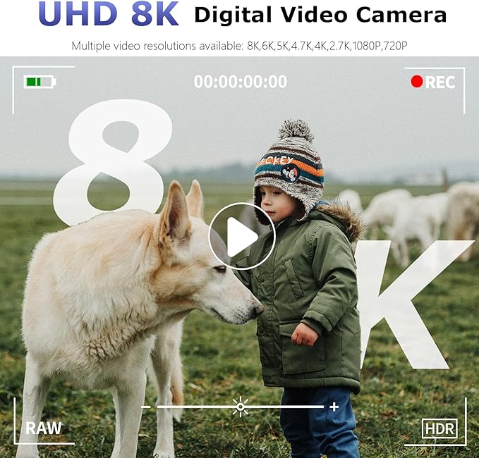 8K Digital Camera for Photography, 88MP Autofocus Vlogging Camera for YouTube