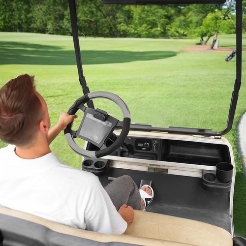 10L0L Golf Cart Steering Wheel Cover for Yamaha G29 & Club Car DS Precedent - 14" Premium Leather Anti-Slip Grip | UV-Resistant & Easy Installation