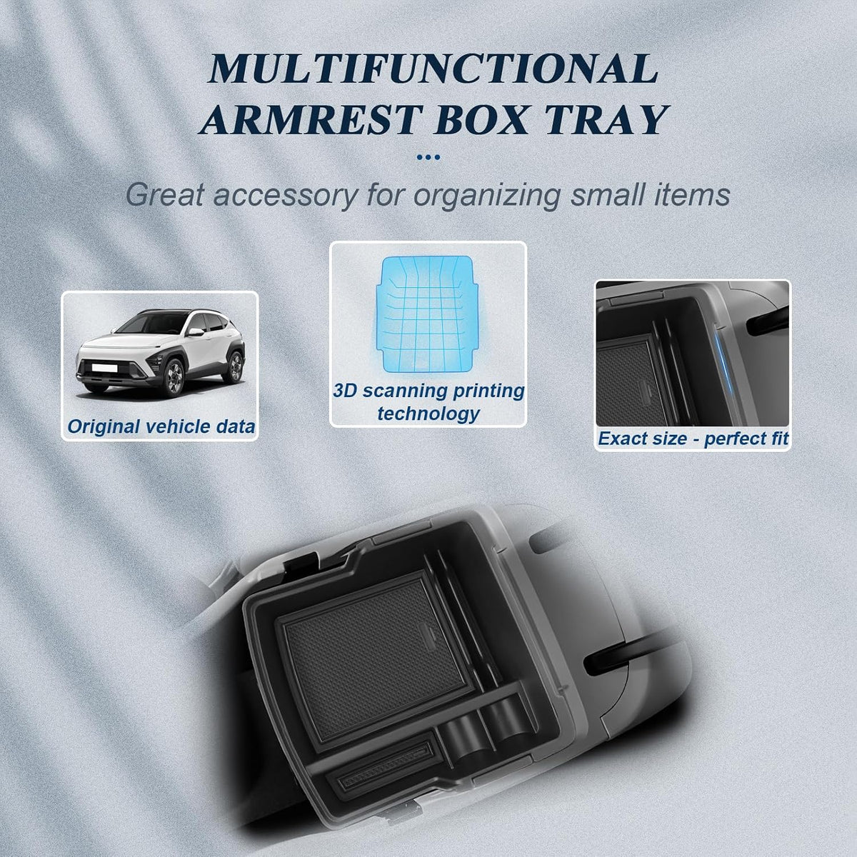 BIBIB0 for 2024 2025 2026 2027 Hyundai Kona Center Console Organizer Daul
