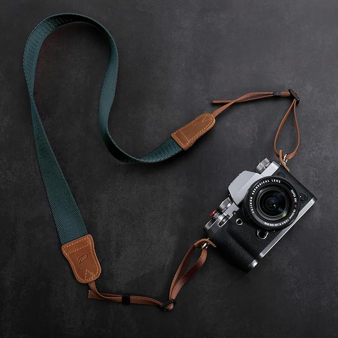 Padwa Lifestyle Dark Blue Green Camera Strap -Double Layer Crazy Horse Cowhide
