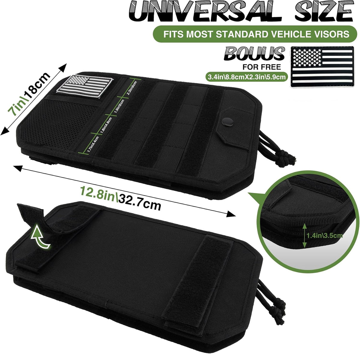 Car Sun Visor Organizer, Fits Most Cars Trucks SUV Jeeps Patrols—Black