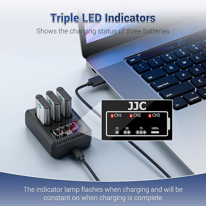 JJC DB-120 Battery Charger USB Triple Slot