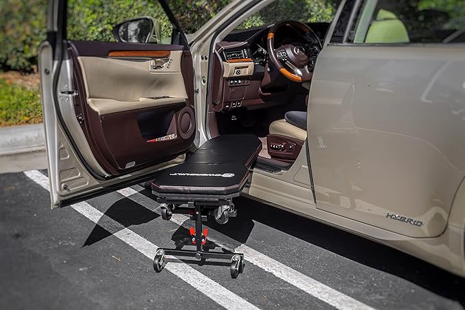 Powerbuilt 3-in-1 Under Dash Creeper, Knee Pad, Roll Laying Down or Upright Inside of Car or Truck, Padding, Easy Fold Garage Storage - 941893ECE