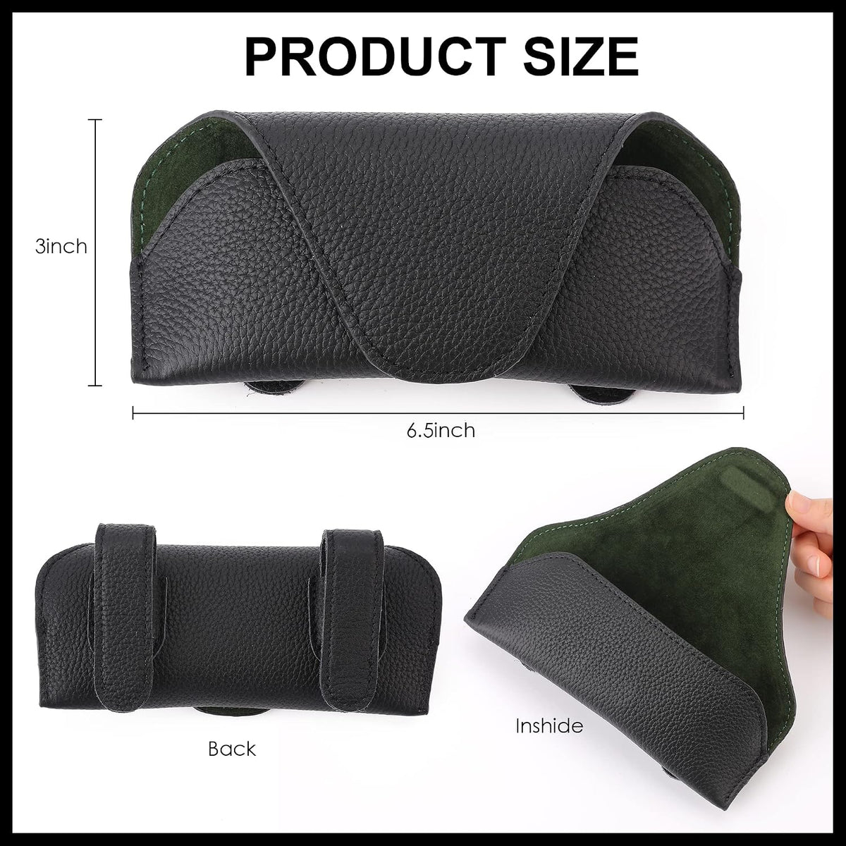 Magnetic Sunglass Holder for Car Visor Clip, Leather Car Glasses Holder, Visor Accessories Eyeglasses Holder Glasses Storage Case (01-Black)