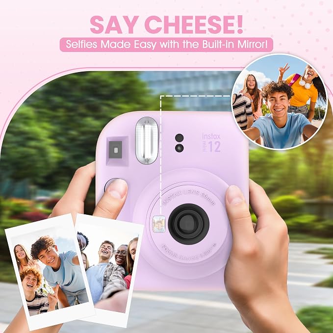 Fujifilm Instax Mini 12 Instant Camera Lilac Purple + Minimate Custom Designed