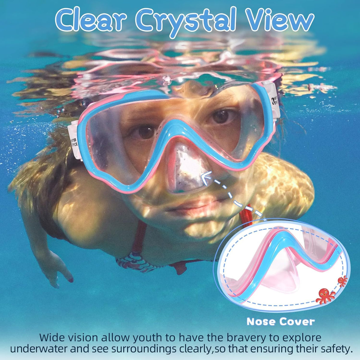 Water Space Kids Swimming Goggles - Anti-Shatter Lens & UV Protection | No-Leak Swim Mask for Ages 3-15