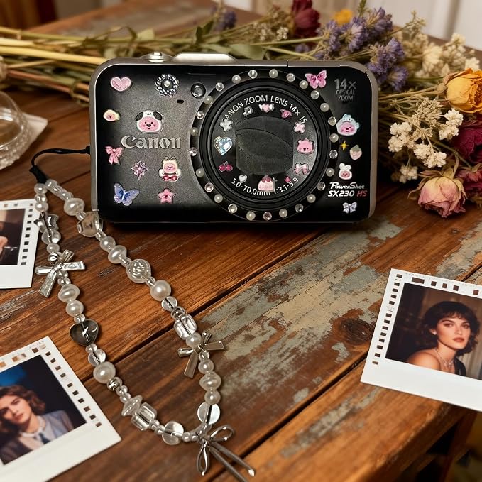 2 Pcs Phone Charm Strap Hand for iPhone Wrist Strap Camera Lanyard Pearl Beaded