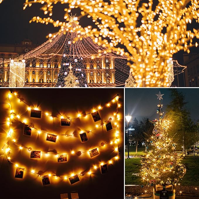 Beieverluck 10 Pack 33FT 100 LED Fairy Lights Battery Operated Fairy Lights with Remote and Timer Waterproof String Lights Outdoor Indoor for Bedroom Wedding Christmas Decorations, Warm White