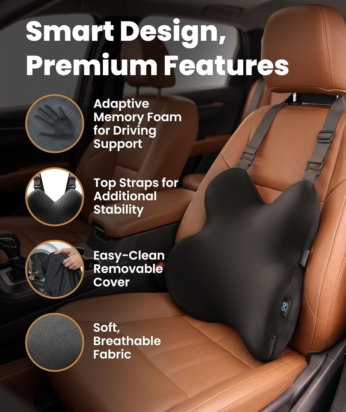 Everlasting Comfort Lumbar Support Pillow for Office Chair - Memory Foam Back Cushion for Car Seat - Promotes Better Posture, Back Pain Relief - Ideal Gaming and Desk Chairs Work and Home Essentials