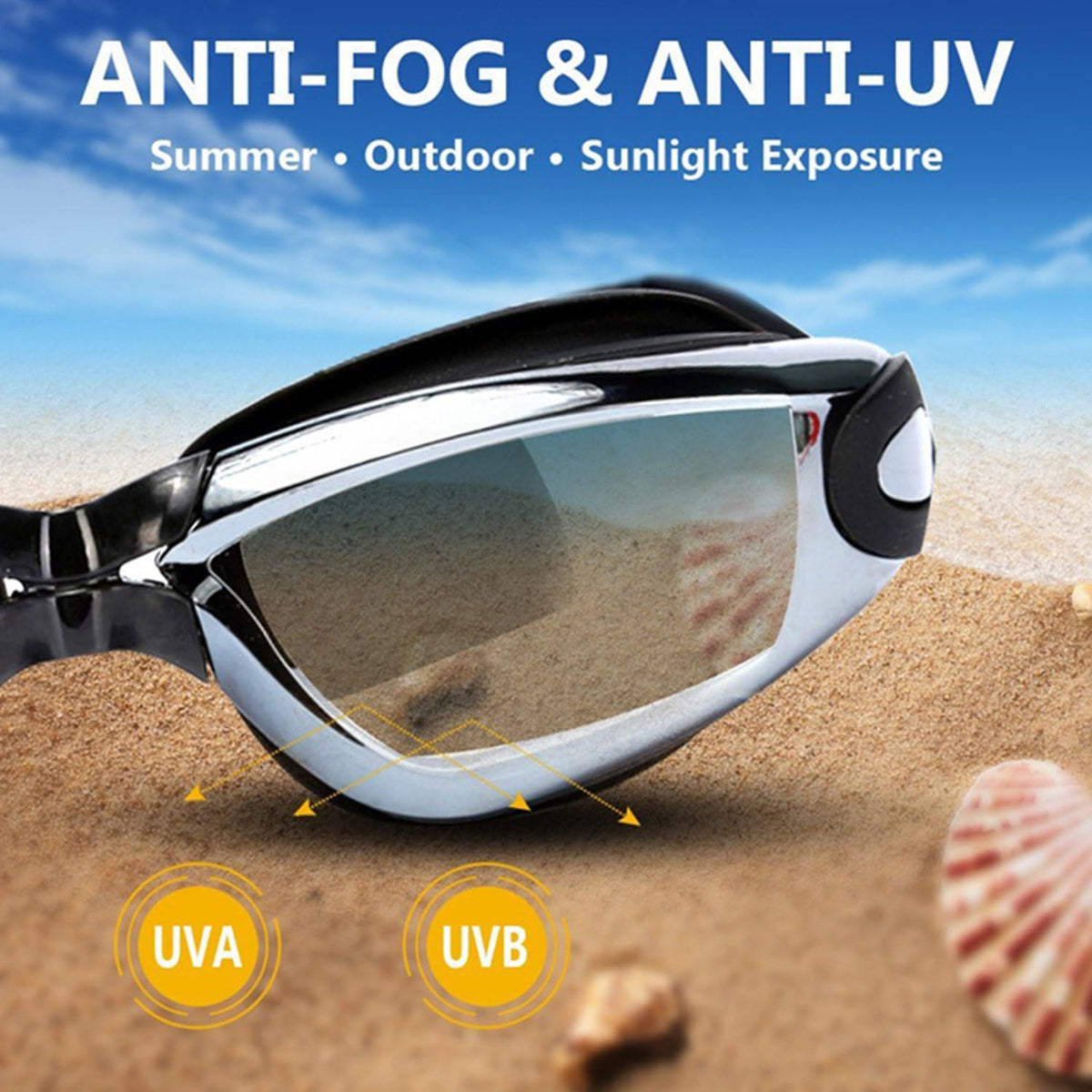 Skiennix Swim Goggles - Professional Anti-Fog, UV Protection, Wide View | Pack of 2 for All Ages