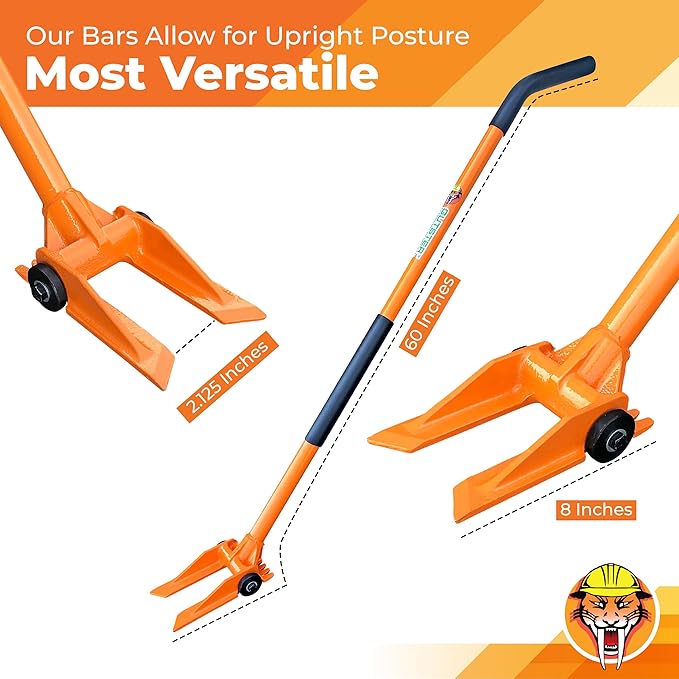 60” Demolition Pry Bar & Crowbar – Round Handle Wrecking Bar for Ceiling & Wall Demo – Heavy Duty Nail Puller Tool for Contractors, Firefighters & Home Renovations