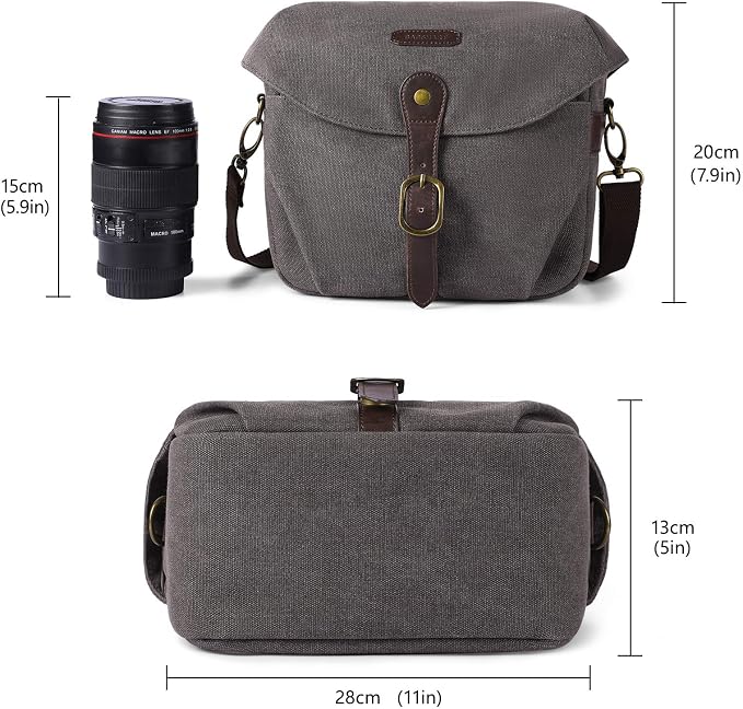 BAGSMART Camera Bag, SLR DSLR Canvas Crossbody Camera Case, Compact Camera
