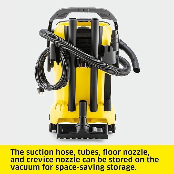 Kärcher Shop Vacuum WD 5 P, 6.6 Gal, 6.0 Peak HP, 33 ft Reach, Wet Dry Vacuum Cleaner, Heavy Duty, Blower Function, Crevice Tool, Floor Nozzle, Great for DIY Projects and Workshops