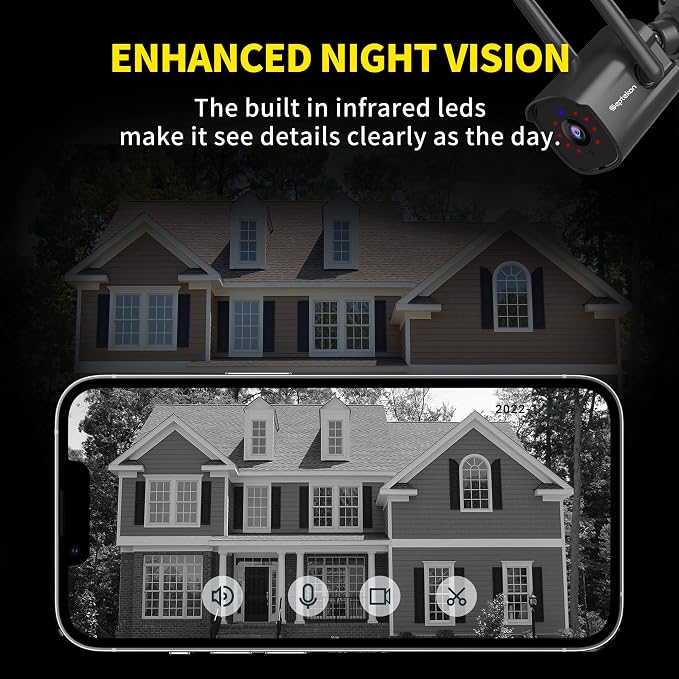 Septekon 2K Home Security Cameras 4 Pack, 2.4G Wired WiFi Security Camera