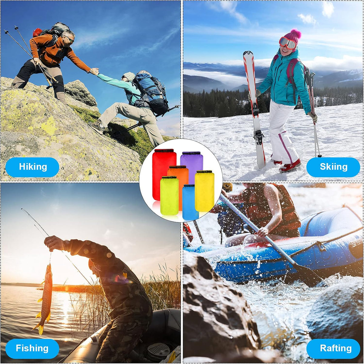 Shappy Waterproof Dry Bag Set - Ultralight 6 Pcs Stuff Sack for Camping, Kayaking & Hiking | 3L to 20L Sizes
