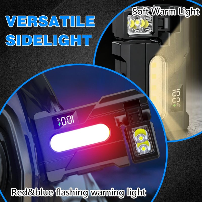QentAnud EDC Flashlight 1200 Lumens, 2PCS Super Bright Rechargeable Mini Light with Rotatable Magnet, 3 Modes Dual Light, Portable Pocket Torch with Keychain for Outdoor Emergency Camping Daily Carry
