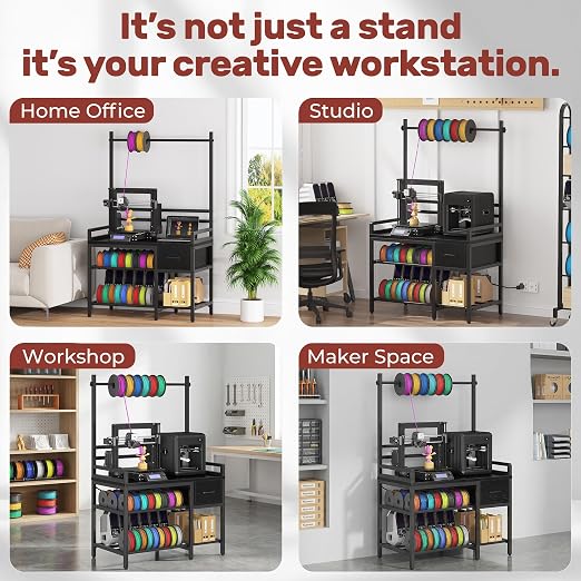 3D Printer Stand with Filament Storage – Tall 66" Heavy Duty Metal 3D Printer