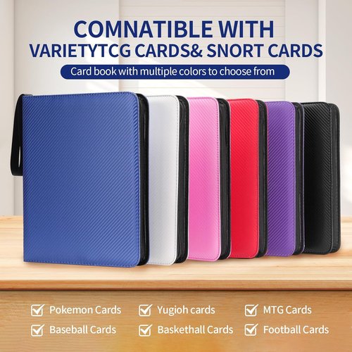 Card Binder - 720 Capacity Zippered Holder for MTG, Sports & Collectible Cards - Durable, Acid-Free Storage (Black, 9 Pocket)