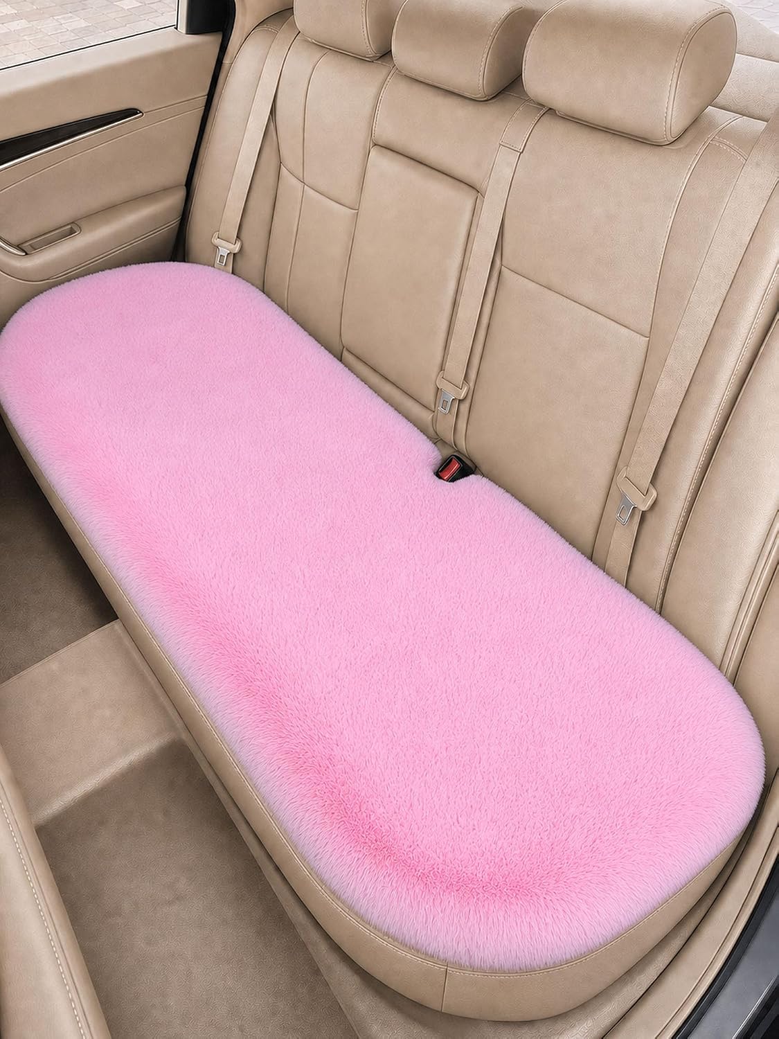 Winter Soft Warm Faux Rabbit Fur car seat Cushion,Universal fit Plush Front and Back Fuzzy car seat Pads Cushion Cover Protector - 1pcs (Front seat 1pcs, Leopard dots)