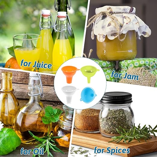 4 Pcs Silicone Funnel, 2 Size Wide Mouth Funnel 4 Colors Kitchen Funnels Set Small and Large for Home Restaurant Kitchen Bottles Jars Cans