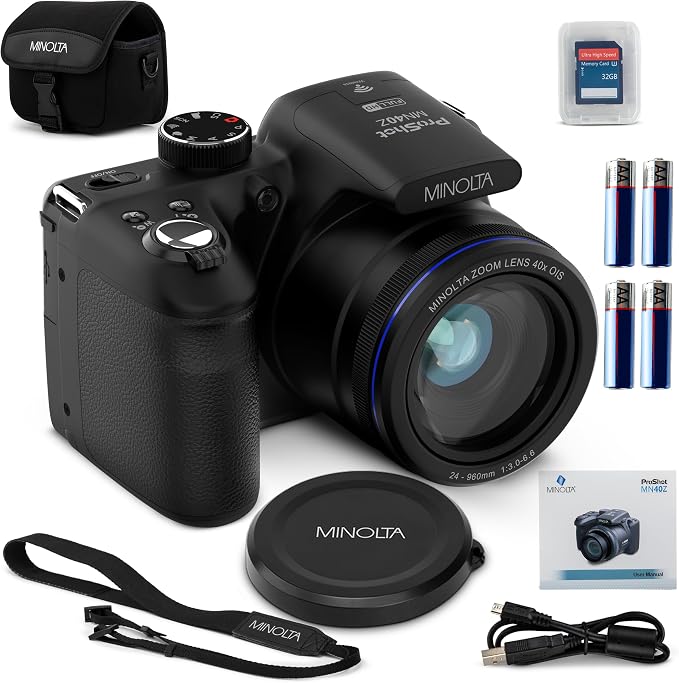 Minolta MN40Z 20MP Digital Camera – 40x Optical Zoom, 1080p FHD Video, 3.0" LCD